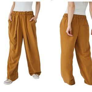 NWT Free People Mustard Brown Wide-Leg Pants